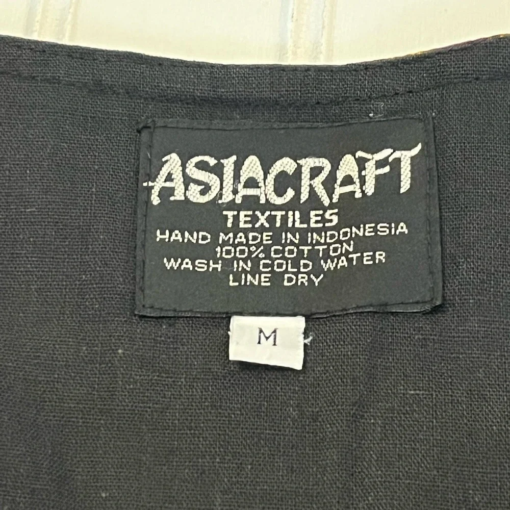 Vintage ASIACRAFT Vest 100% Cotton Patchwork Festival Indie Size M - Picture 6 of 6